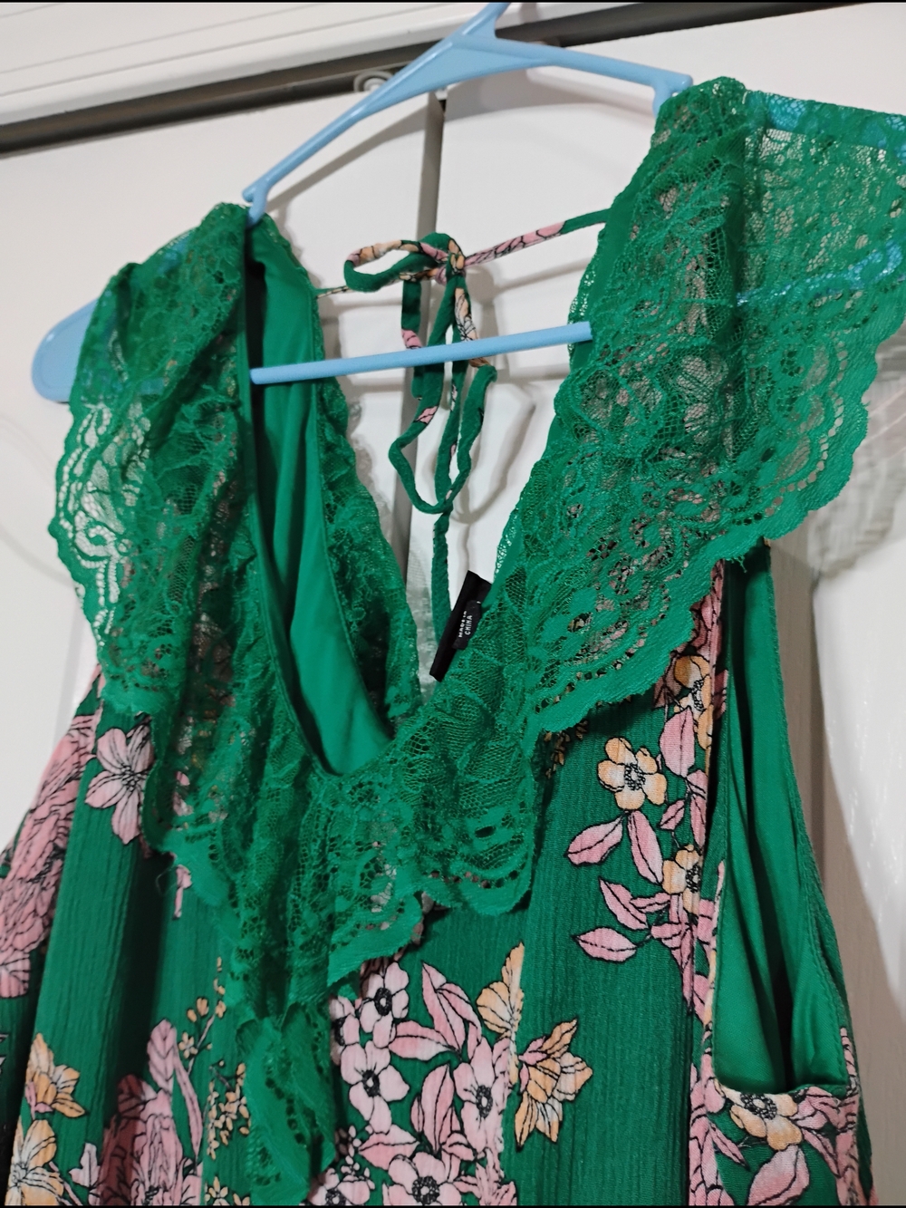 torrid Green Floral Maxi Dress with Pink Pattern & Lace Collar - Picture 8 of 8